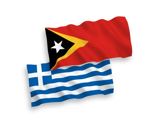 Beyaz arka planda Yunanistan ve Doğu Timor bayrakları — Stok Vektör