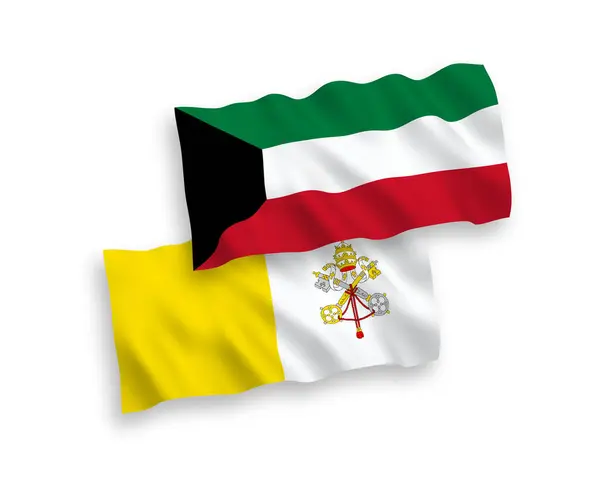 Флаги Ватикана и Кувейта на белом фоне — стоковый вектор