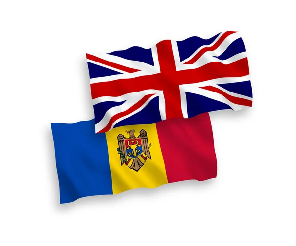 Прапори Великобританії та Молдови на білому тлі — стоковий вектор