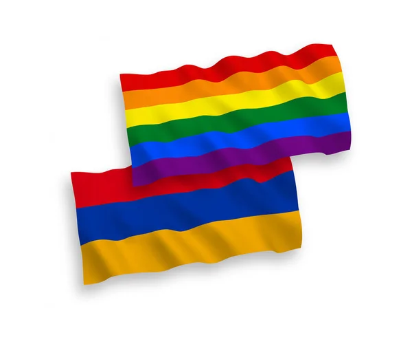 Banderas de arco iris orgullo gay y Armenia en un fondo blanco — Archivo Imágenes Vectoriales