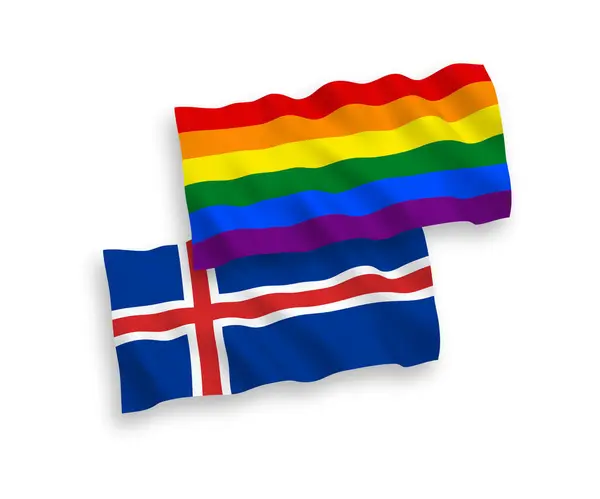 Vlajky Rainbow gay hrdosti a Island na bílém pozadí — Stockový vektor