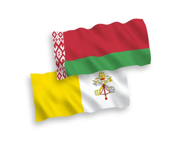 Флаги Ватикана и Беларуси на белом фоне — стоковый вектор