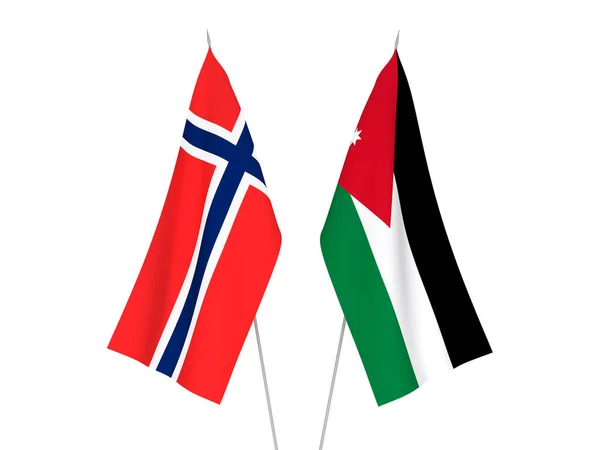Norvegia e Regno hascemita di Giordania bandiere — Foto Stock