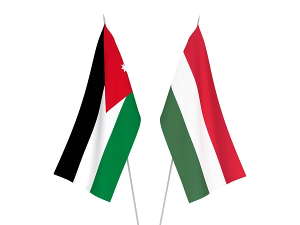 Hashemite Kingdom of Jordan and Hungary flags — Stock Photo, Image
