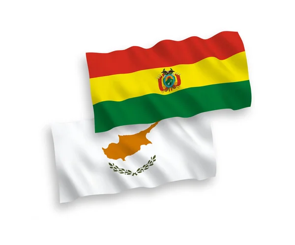 Vlaggen van Cyprus en Bolivia op een witte achtergrond — Stockvector