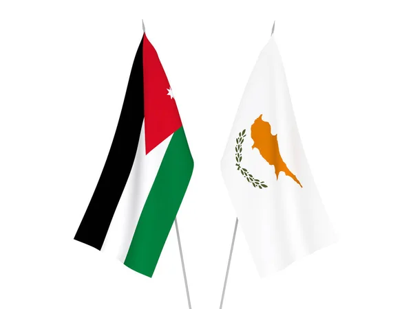 约旦哈希姆王国和塞浦路斯的国旗以白色背景隔离 3D渲染说明 — 图库照片