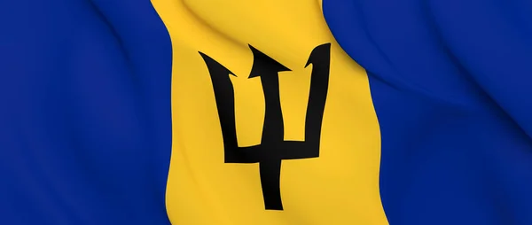 National Fabric Wave Closeup Flag Barbados Waving Wind Rendering Illustration — Stock Photo, Image