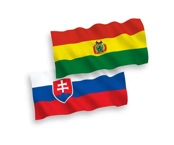 Белом Фоне Выделены Национальные Векторные Волновые Флаги Словакии Боливии Соотношение — стоковый вектор