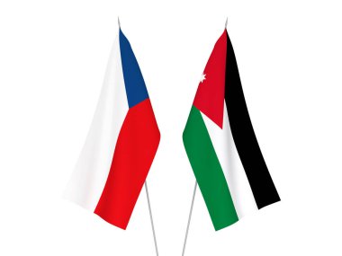 Ürdün ve Çek Cumhuriyeti 'nin Haşhaş Krallığı bayrakları beyaz arka planda izole edildi. 3d resimleme.