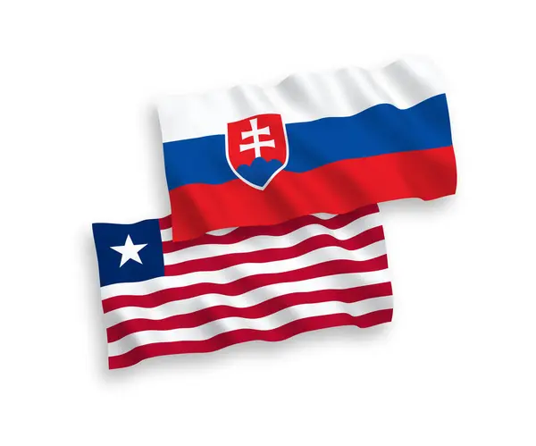 Drapeaux Nationaux Vectoriels Des Vagues Tissu Slovaquie Libéria Isolés Sur — Image vectorielle