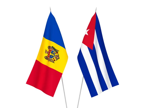 Nationalflaggen Von Kuba Und Moldawien Auf Weißem Hintergrund Darstellung — Stockfoto
