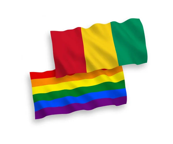 Banderas Nacionales Ondas Tela Vectorial Del Orgullo Gay Rainbow Guinea — Archivo Imágenes Vectoriales