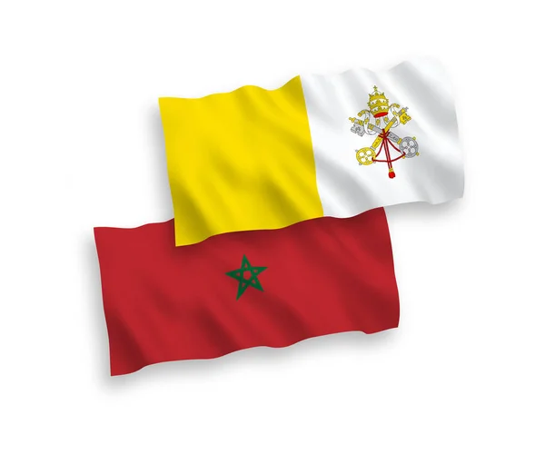 Белом Фоне Выделены Национальные Векторные Волновые Флаги Ватикана Марокко Соотношение — стоковый вектор