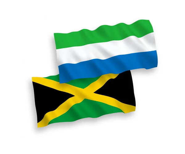 Национальные Векторные Ткани Волны Флаги Ямайки Сьерра Леоне Изолированы Белом — стоковый вектор