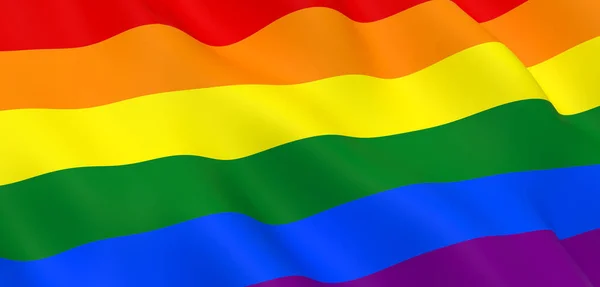 National Fabric Wave Närbild Flagga Rainbow Gay Stolthet Viftande Vinden — Stockfoto