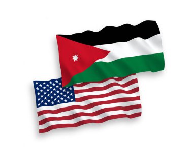 Ürdün ve ABD 'nin Haşhaş Krallığı bayrakları beyaz arka planda izole edildi. 1 'e 2 oranında.