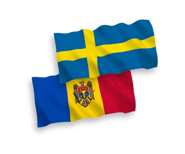 Белом Фоне Выделены Национальные Векторные Волновые Флаги Швеции Молдовы Соотношение — стоковый вектор