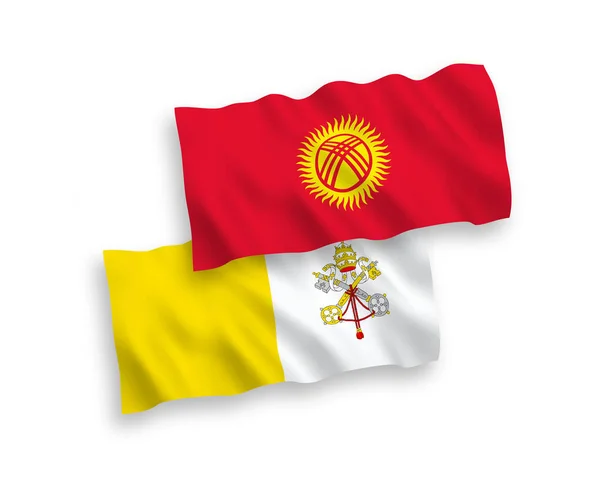 Флаги Ватикана и Кыргызстана на белом фоне — стоковый вектор