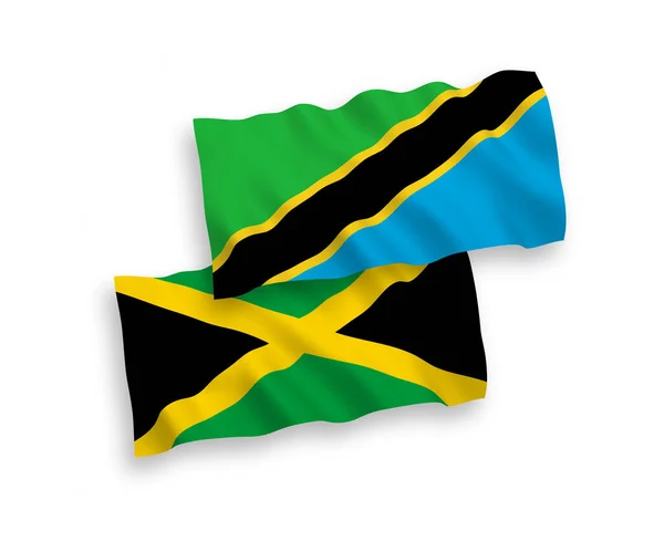 Flaggor Jamaica och Tanzania på en vit bakgrund — Stock vektor
