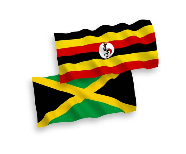 Флаги Ямайки и Уганды на белом фоне — стоковый вектор