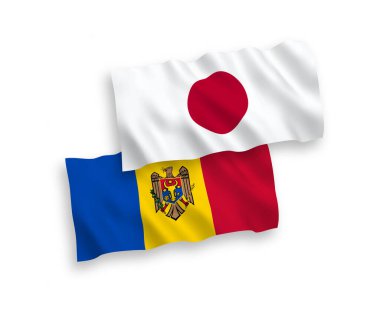 Beyaz arkaplanda Japonya ve Moldova bayrakları