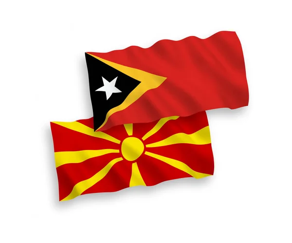 Drapeaux du Timor oriental et de Macédoine du Nord sur fond blanc — Image vectorielle