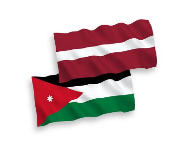 Beyaz arka planda Letonya ve Ürdün Haşimi Krallığı bayrakları