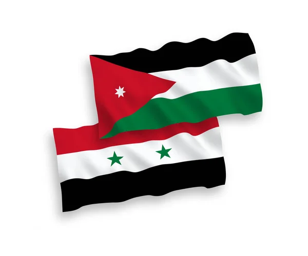 Bandeiras do Reino Hachemita da Jordânia e Síria sobre um fundo branco — Vetor de Stock