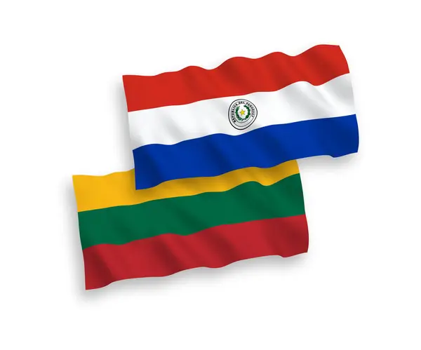 Flaggor i Litauen och Paraguay på en vit bakgrund — Stock vektor