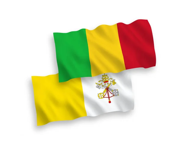 Флаги Ватикана и Мали на белом фоне — стоковый вектор