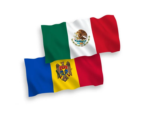 Mexikos och Moldaviens flaggor på vit bakgrund — Stock vektor
