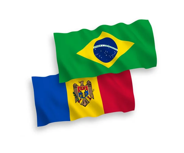 Banderas de Brasil y Moldavia sobre fondo blanco — Archivo Imágenes Vectoriales