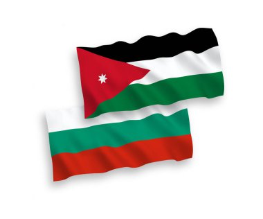Beyaz arka planda Ürdün ve Bulgaristan Haşim Krallığı bayrakları