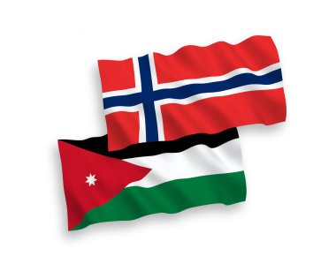 Beyaz arka planda Norveç ve Ürdün Haşimi Krallığı bayrakları