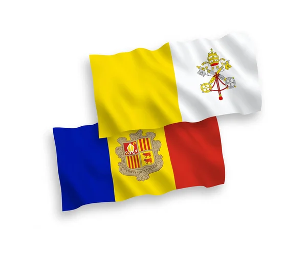 Флаги Ватикана и Андорры на белом фоне — стоковый вектор