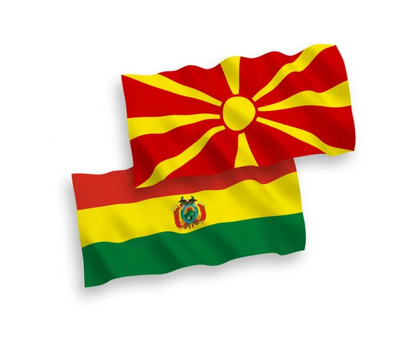 Flags of Bolivia and North Macedonia on a white background — Stock Vector