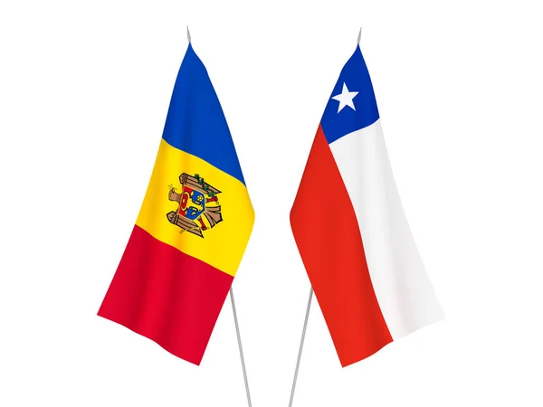 National Fabric Flags Chile Moldova Isolated White Background Rendering Illustration — Stockfoto