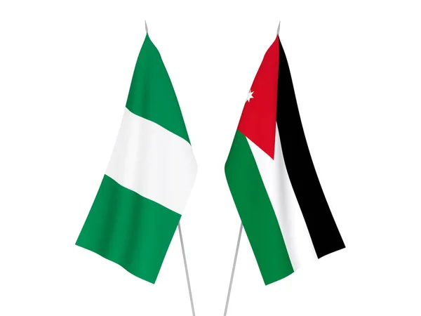 尼日利亚和约旦哈希姆王国的国旗以白色背景隔离 3D渲染说明 — 图库照片