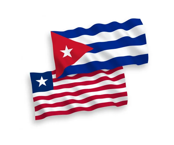 Banderas Nacionales Ondas Vectoriales Liberia Cuba Aisladas Sobre Fondo Blanco — Vector de stock