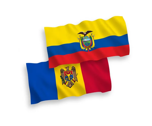 National Vector Fabric Wave Flags Moldova Ecuador Isolated White Background — Stock Vector