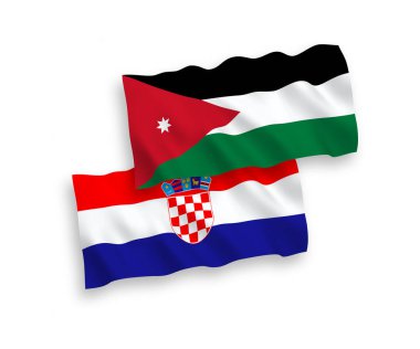 Beyaz arka planda Ürdün ve Hırvatistan Haşim Krallığı bayrakları