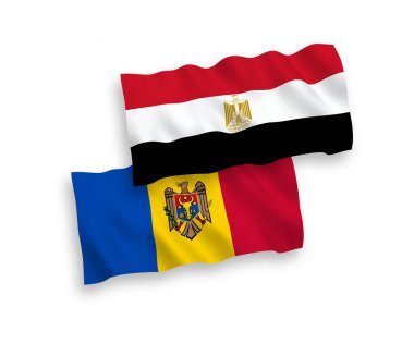 Beyaz arka planda Moldova ve Mısır bayrakları