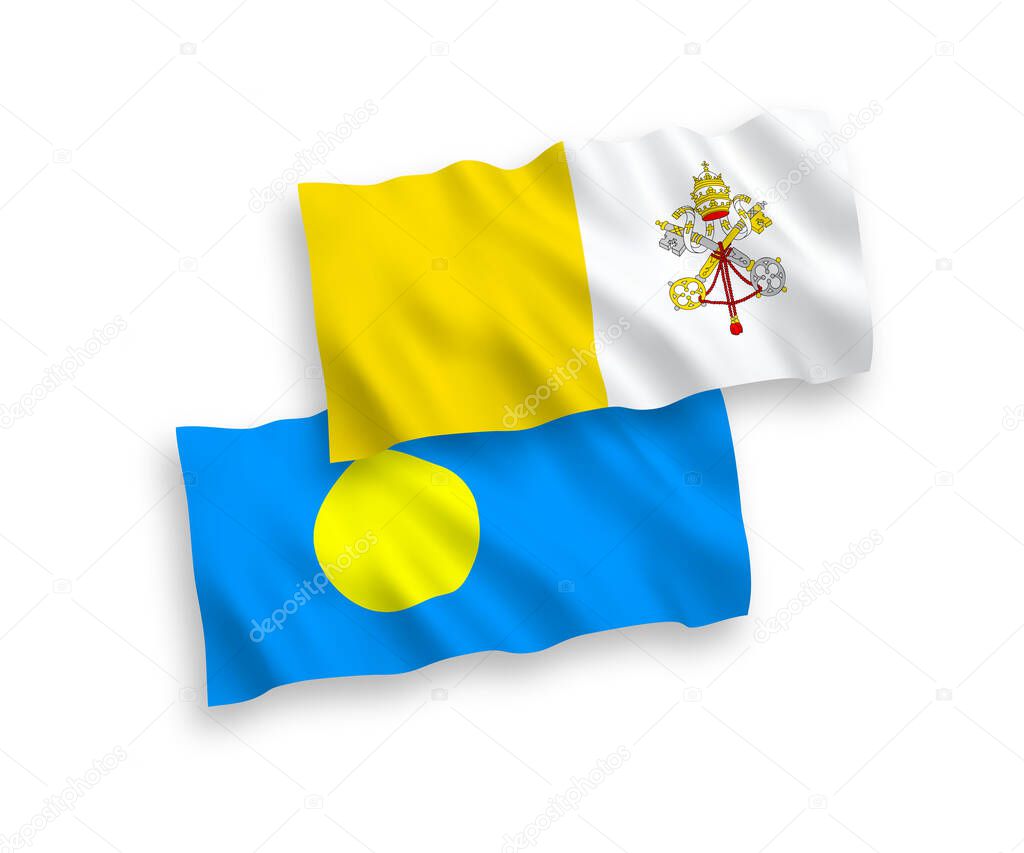 Flags of Palau and Vatican on a white background