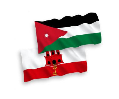 Ürdün Krallığı ve Cebelitarık bayrakları beyaz arka planda