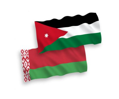 Ürdün ve Belarus 'un Haşhaş Krallığı bayrakları beyaz arka planda izole edildi. 1 'e 2 oranında.