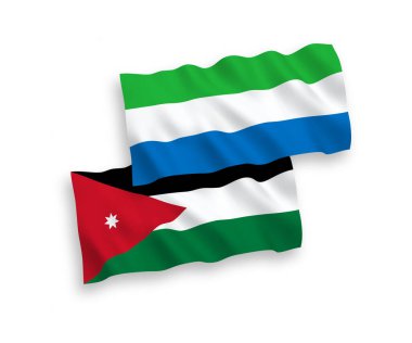 Ürdün Haşim Krallığı ve Sierra Leone 'nin bayrakları beyaz arka planda izole edildi. 1 'e 2 oranında.