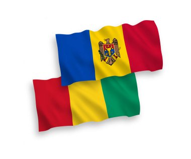 Beyaz arkaplanda Moldova ve Gine bayrakları