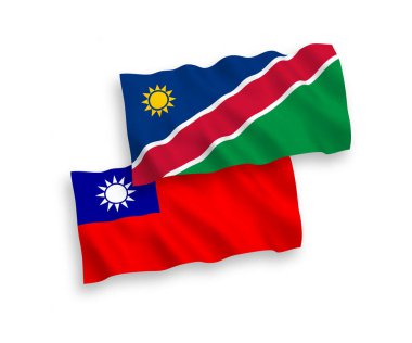 Beyaz arka planda Namibya Cumhuriyeti ve Tayvan Bayrakları