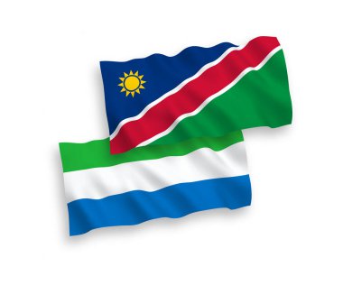 Namibya Cumhuriyeti 'nin ulusal taşıyıcı kumaş bayrakları ve beyaz arka planda izole edilmiş Sierra Leone. 1 'e 2 oranında.