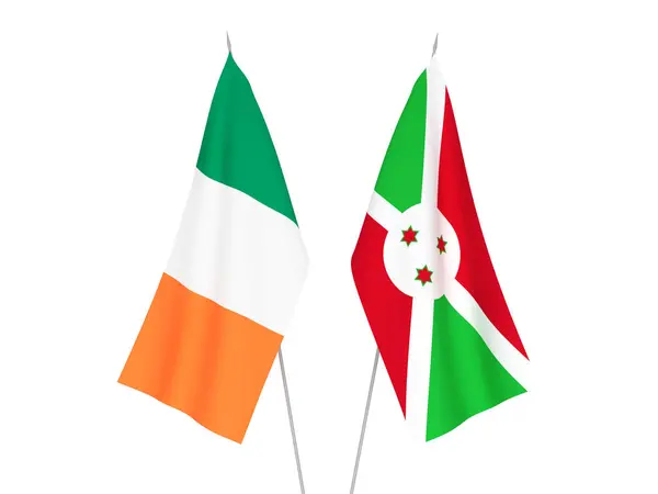 Nationalflaggen Von Irland Und Burundi Isoliert Auf Weißem Hintergrund Darstellung — Stockfoto